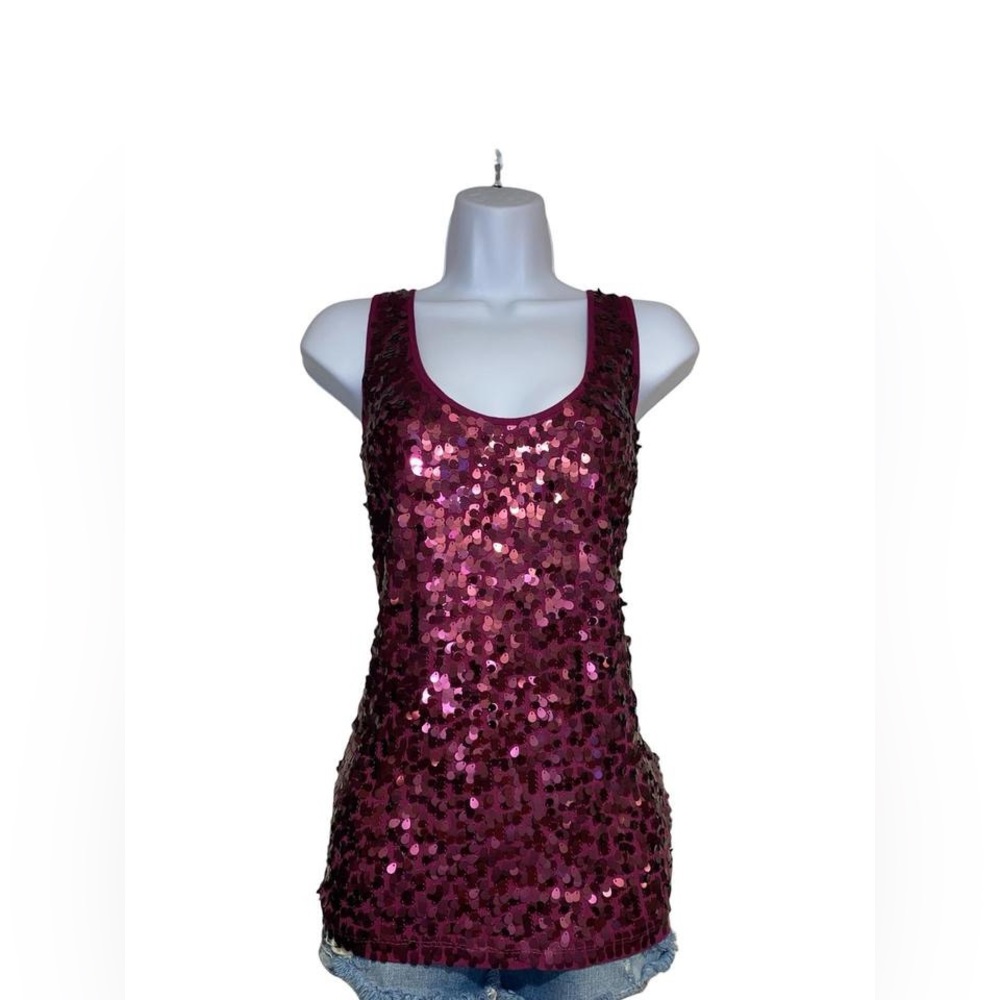 Y2k purple sequined tank top
